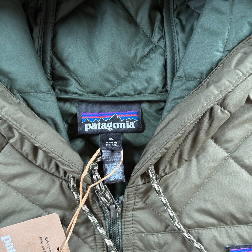 Patagonia Bomber Hoody Womens XL Basin Green Diamond Quilted Full Zip Jacket - Picture 3 of 8